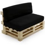 Bananair - Palletkussens Set - Afneembare hoes - Waterbestendig - Tuinkussens voor Palletbank - 1x Zitkussen 120x80x15 cm & 1x Rugkussen 120x40x15 cm - Zwart