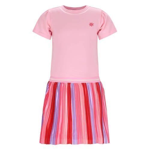 B.Nosy gestreepte midi jurk met backprint roze