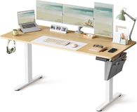 SONGMICS Elektrisch in hoogte verstelbaar bureau, 160 x 70 x (72-120)cm, zit-sta tafel, 4 hoogtes geheugenfunctie, voor kantoor, thuiskantoor, gouden eik LSD136Y01