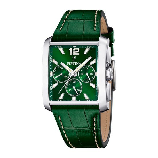 Festina F20636/3 Herenhorloge - Groen - Chronograaf - Quartz - 38 mm - Leer