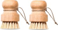 Brosse vaisselle - Brosse vaisselle ronde en bois - 2 pièces - Brosse à légumes - hêtre - poils souples - nylon - brosse de cuisine - brosse à laver