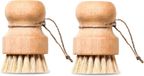 Brosse vaisselle - Brosse vaisselle ronde en bois - 2 pièces - Brosse à légumes - hêtre - poils souples - nylon - brosse de cuisine - brosse à laver
