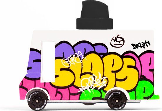 Candylab Toys Candycar Vans: GRAFFITI Black (A807) Wooden Diecast Van
