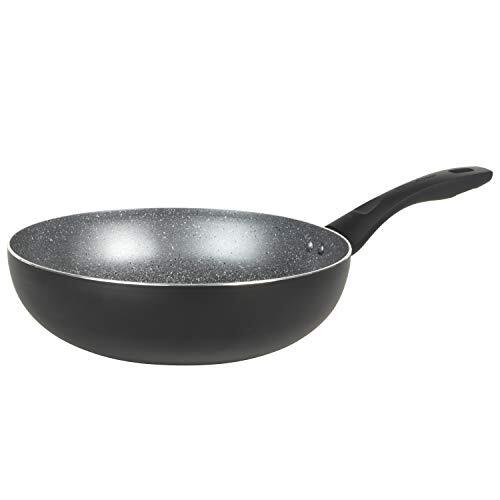 Progress BW09874EU Go Healthy 28 cm Non-Stick Stir-Fry Wok Pan, PFOA-Free Marble Effect Coating, Heat Resistant Exterior Coating, Bakelite Handle, Suitable for All Hob Types Including Induction