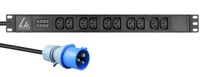 Lanview LVR-3MIEC-AMP-10C13 1U Metered PDU with 10 C13 Outlets, 3m Cord, IEC 60309 Plug, Black