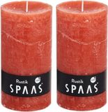 Spaas Rustieke Cilinderkaars/Stompkaars - 2 Stuks - Oranje - 7 x 13 cm - 60 Branduren