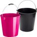 Forte Plastics Roze en zwarte schoonmaakemmers/huishoudemmers set 15 liter en 32 x 31 cm - set van 2x stuks