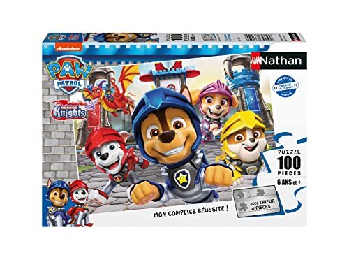 Nathan - Puzzel met 100 stukjes, ridder paw patrol voor kinderen, 4005556861590