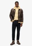 Superdry & Co Superdry - Aviator jas van imitatiescheerwol - Heren - XXL - Donkerbruin