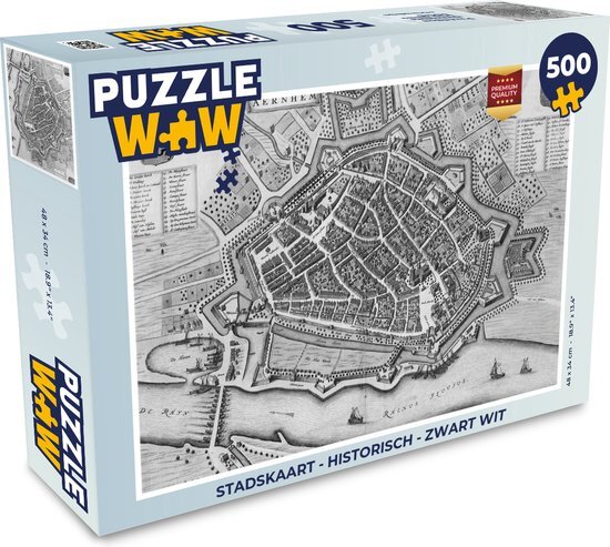 MuchoWow Puzzel Stadskaart - Historisch - Zwart Wit - Legpuzzel - Puzzel 500 stukjes - Plattegrond - Sinterklaas cadeautjes - Sinterklaas voor grote kinderen