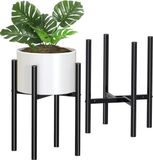 Famanu Support de plantes réglable, support de pot de fleurs en métal pour pots de 20-30 cm, noir