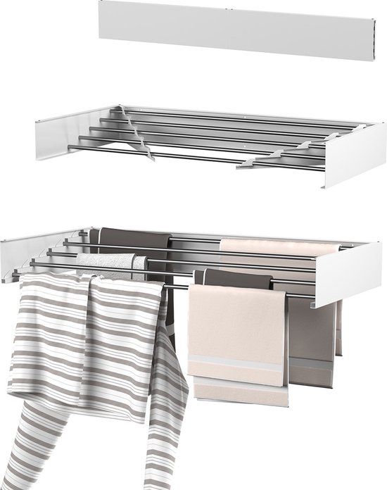 Wasophoogte® Wanddroogrek - 80cm - Wit - Inklapbaar - 4m drooglengte