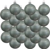 Decoris Kaemingk B.V. 18x Mintgroene glazen kerstballen 8 cm - Glans/glanzende - Kerstboomversiering mintgroen