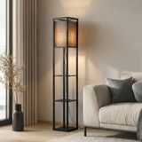 Lindby - Vloerlamp - 1 Licht - Hout - Zwart - H: 159 cm - E27