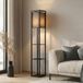 Lindby - Vloerlamp - 1 Licht - Hout - Zwart - H: 159 cm - E27