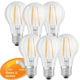 Osram 6 x LED Filament Birnenform A60 7W = 60W E27 klar 806lm Relax & Active per Lichtschalter warmweiß & kaltweiß