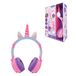 LEXIBOOK HPBT015UNI Opvouwbare Bluetooth en bedrade lichtgevende hoofdtelefoon met 3D-eenhoornontwerp en volumebeperking, roze