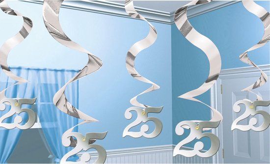 Amscan Plafonddecoratie 25 Jaar Zilver 61 Cm 5-delig