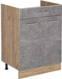 Vicco Keukenonderkast R-Line, Beton/Goudkleurig Eiken, 60 cm met lade zonder werkblad