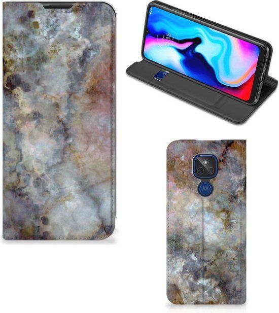 B2Ctelecom Book Case Motorola Moto G9 Play - Marmer Grijs