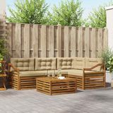 vidaXL Hoek loungeset 5-delig Acaciahout Natuurlijk en Beige