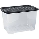 Unbranded Kunststof Opbergdoos 65 l Transparant, zwart 60 x 40 x 37 cm