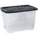 Unbranded Kunststof Opbergdoos 65 l Transparant, zwart 60 x 40 x 37 cm