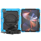 Voor iPad Pro 12.9 Case 2018/2020/2021, Heavy Duty Shockproof Cover with Hand Strap, Shoulder Strap for iPad 12.9 Inch 3rd/4th/5th Gen
