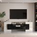 REDOM - TV-Meubel - LED-Verlichting En Opbergruimte - Modern - Voor Woonkamer - Spaanplaat - Wit En Zwart - 200 X 35 X 60 Cm