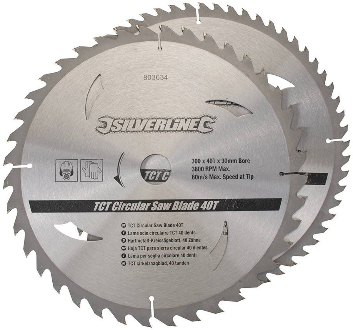 Silverline TCT Cirkelzaag bladen 2 pk 300mm 60 tanden