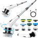 Sans marque Électrique brosse rotative avec manche télescopique et 3 vitesses - Kit de nettoyage 10-en-1 pour intérieur et extérieur