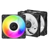 ARCTIC P12 Pro A-RGB LN - 3 Pack - Low-Noise Premium ventilator, 120 mm PWM ventilator met Y-kabelsplitter, 450-2000 rpm, 0 rpm <5% PWM, 5V digitale RGB, Fluid Dynamic lagering, 4-pins - zwart