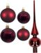 Decoris Kaemingk B.V. Compleet glazen kerstballen pakket donkerrood glans/mat 39 stuks - 18x 4 cm en 20x 6 cm - Inclusief piek glans