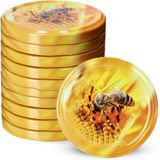 KADAX Schroefdeksel met diameter van 82 mm, metalen twist-off-deksel, reservedeksel voor inmaakpotten en weckpotten, deksel met 6 inkepingen (10 stuks, bijen)