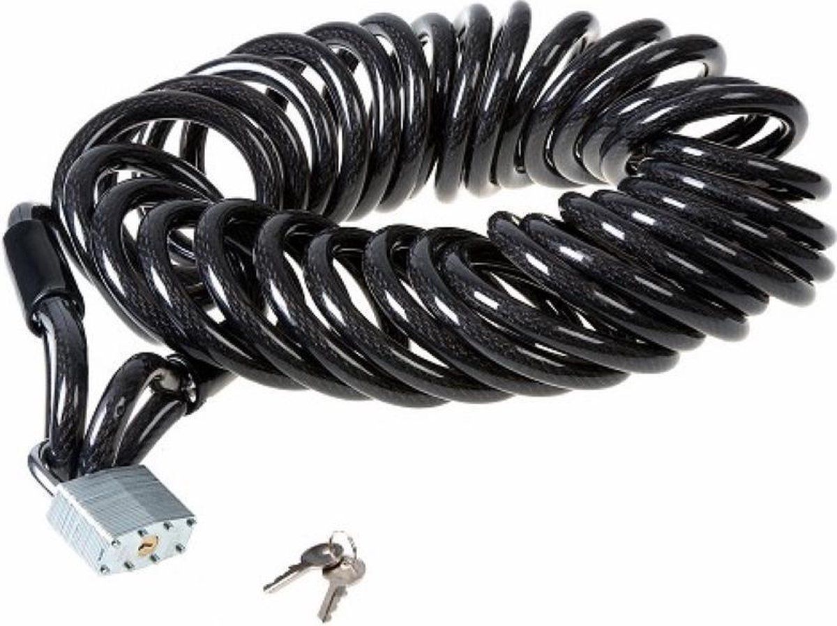 Falkx Staalkabel met Slot - 10 meter x 15 mm - Zwart