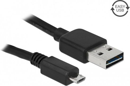 Delock USB 2.0 A Male naar Micro Male Kabel - 3m - Zwart