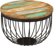 vidaXL Salontafel Ø50x35 cm massief gerecycled hout en staal