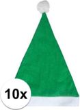 Merkloos 10x Groene Kerstmuts voor Volwassenen