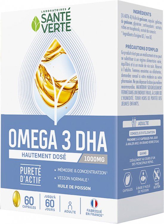 Santé Verte Omega 3 1000 mg DHA 60 Capsules