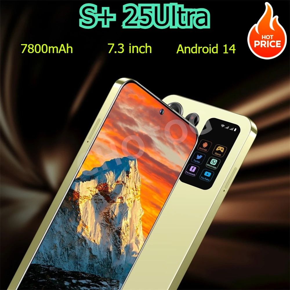 CHOTOG Nieuwe S + 25 Ultra Global Versie Originele 7.3HD Mobiele Telefoons 4G 5G Dual Sim-kaart Mobiele Telefoon Android Smartphone 7800mAh Mobiele Telefoon
