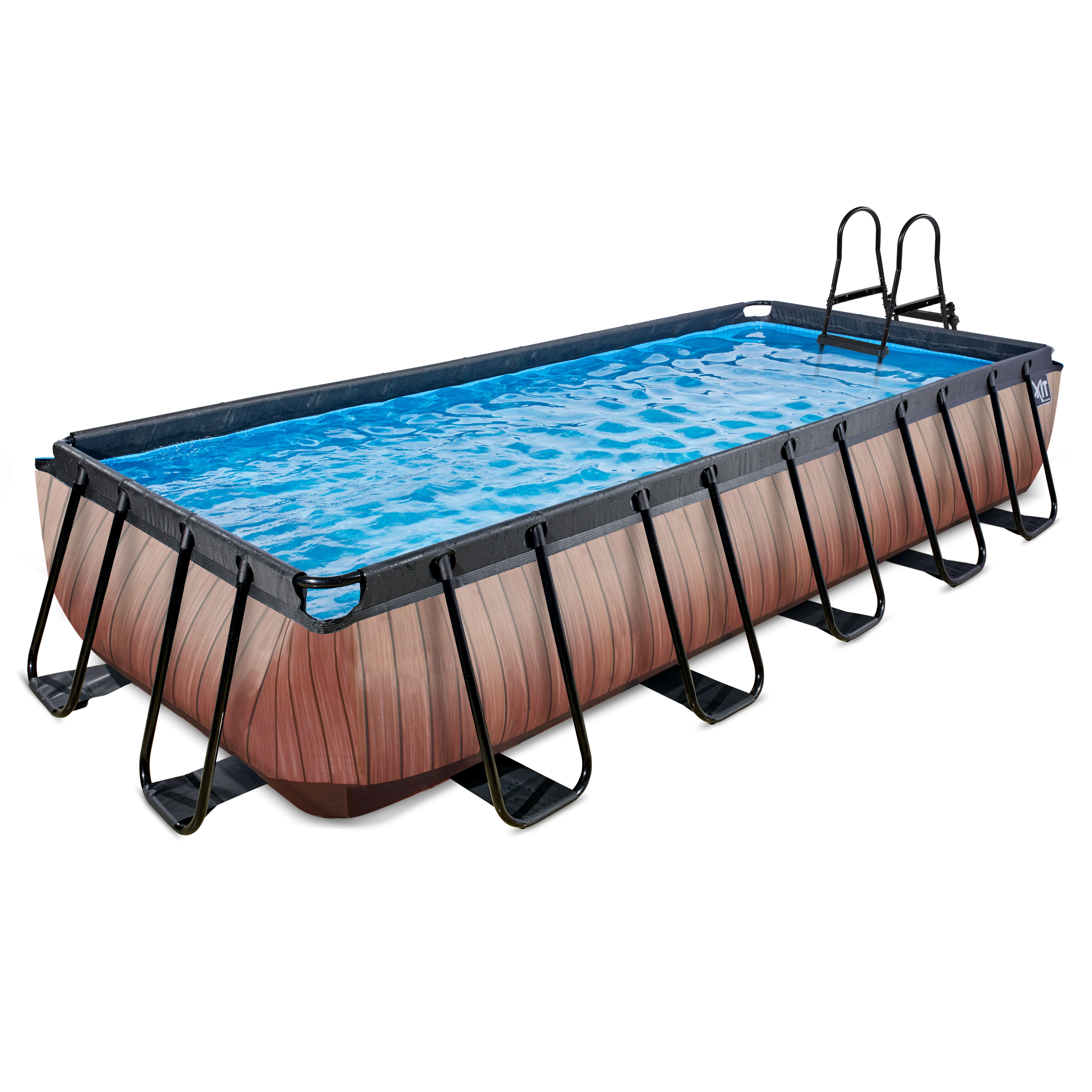 EXIT Wood Rectangular Pool 540x250cm with Filter Pump - Brown