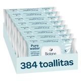 Biolane Zuiverwaterdoeken, 384 doekjes (8 verpakkingen van 48 stuks), 99% gezuiverd water, slechts 4 ingrediënten, parfumvrij, gevoelige huid, pasgeboren huid, 100% plantaardige vezels, plasticvrij