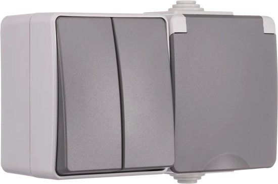 Opbouw Combi wandcontactdoos en serieschakelaar IP55 - Grijs
