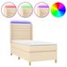 vidaXL Boxspringbed met matras en LED-verlichting, crème kleur, 100x200 cm, gestoffeerd