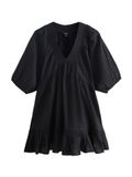 Next - Dames - Mini-jurk met V-hals en pofmouwen - Tall - Zwart