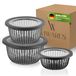 Viwares Lot de 3 bols avec couvercles empilables (6 pièces) - 1, 2, 3 L - Sans BPA - Pour préparer la pâte et servir les salades, le pain, les légumes, bol à mélanger Lavable au lave-vaisselle, anthracite