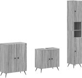 vidaXL - 3-delig - badkamerkast - set - BREDA - Grijs - Sonoma - Bewerkt - hout