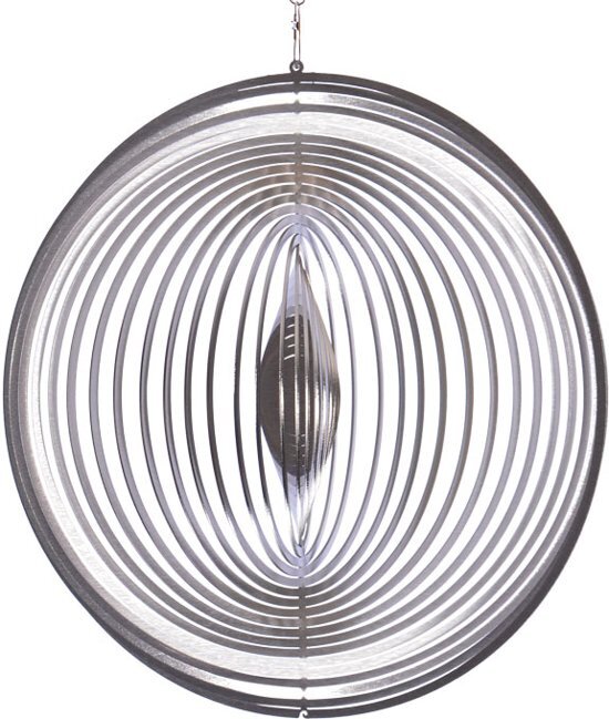 BlinQ Art Windspinner RVS Cirkel fijn zonder glaskogel Een sieraad voor uw tuin of interieur draait in de wind of met draaimotor