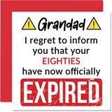 Grappige 90e verjaardagskaarten voor opa - je jaren tachtig zijn verlopen - Happy Birthday Card voor opa van kleinzoon kleindochter, 145mm x 145mm Banter Joke Humor Bday wenskaarten cadeau