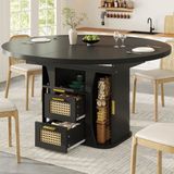 STILVORA Eettafel - Uitschuifbaar - MDF en Metaal - 118 tot 158 x 118 x 77,1 cm - Zwart